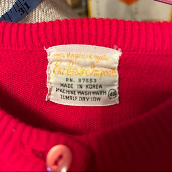 SOLD SOLD Vintage 1950s Sweater Red Orange Cardigan M L Pinup Rockabilly 50s - Picture 8 of 8
